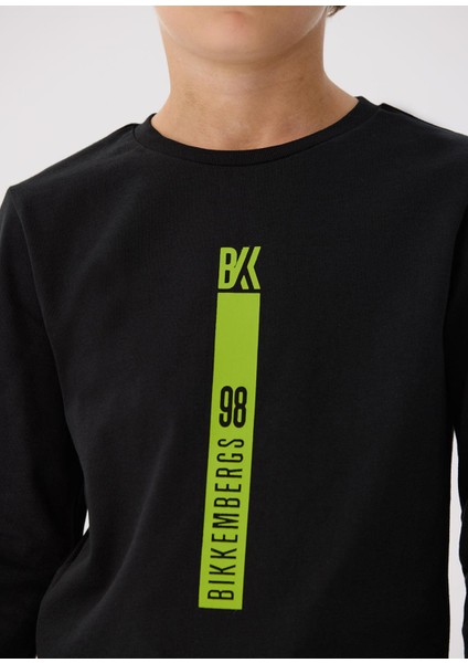 Siyah Baskılı Uzun Kollu Erkek Çocuk T-Shirt