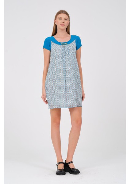 Hamile Kısa Kollu Blok Renk Elbise Mavi fiyatları