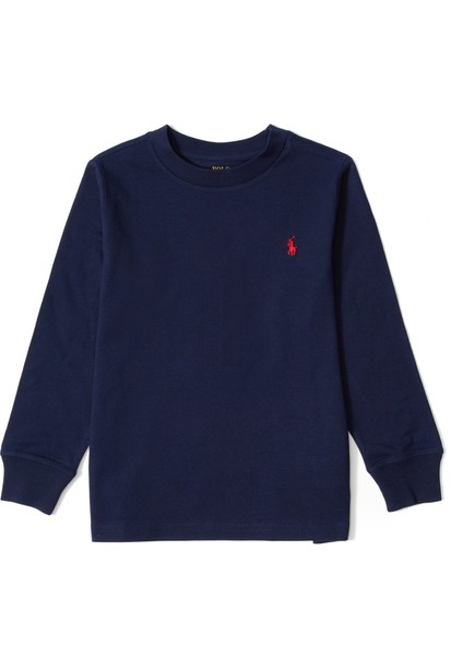 Lacivert Logolu Erkek Çocuk Uzun Kollu T-Shirt