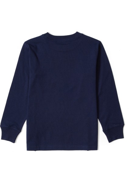 Lacivert Logolu Erkek Çocuk Uzun Kollu T-Shirt