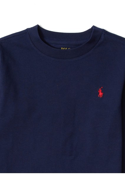 Lacivert Logolu Erkek Çocuk Uzun Kollu T-Shirt