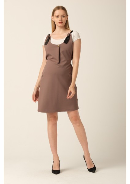 Hamile Midi Boy Jile Elbise Kahverengi modelleri