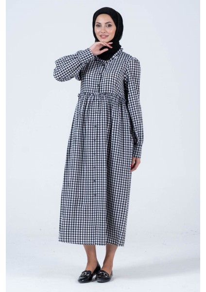 Hamile Pötikare Yandan Cepli Uzun Gömlek Elbise Siyah