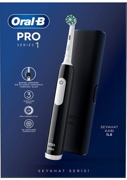 Pro Series 1 Şarjlı Siyah Diş Fırçası ve Seyahat Kabı