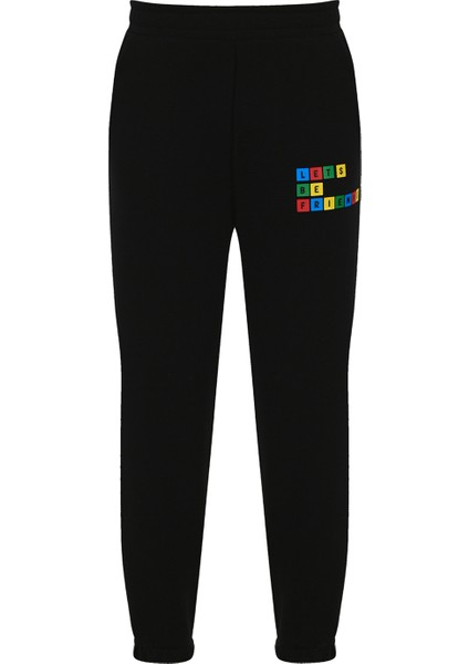 Siyah Logo Detaylı Unisex Çocuk Jogger Pantolon
