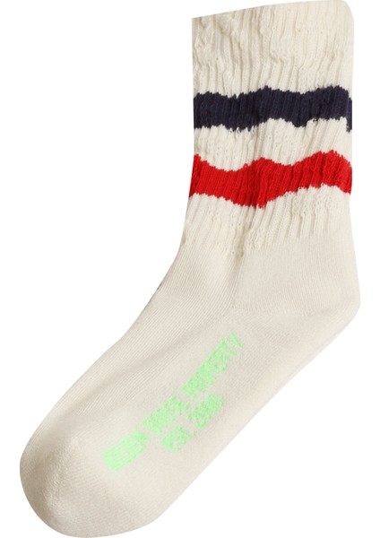 Beyaz Şerit Detaylı Unisex Çocuk Çorap