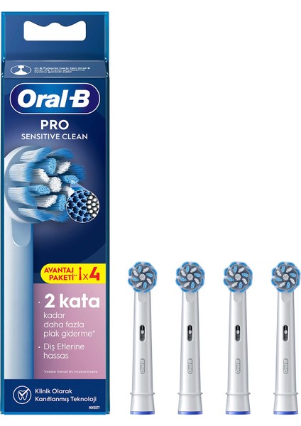 Pro Sensitive Clean X-Filament 4 Adet Beyaz Şarjlı Diş Fırçası Yedek Başlığı