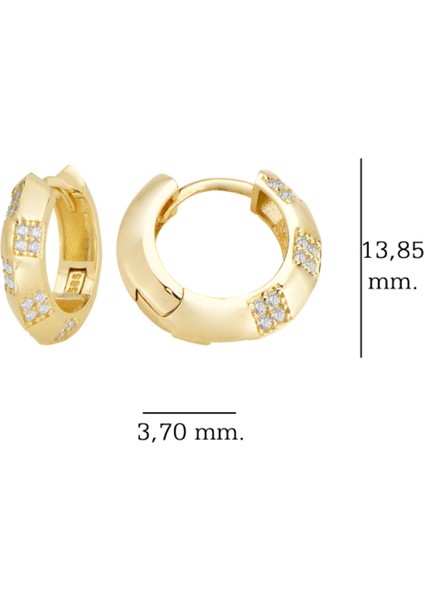 Altın 14 Ayar Huggie Küpe Füturistik Form Yeşil Maden Altın Sarı Renk T138 fiyatları