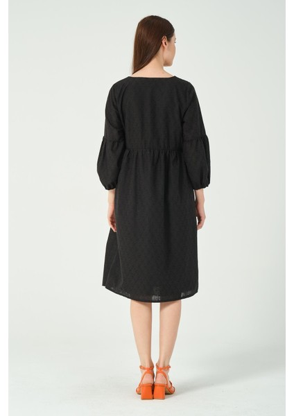 Hamile Midi Boy Truvakar Kol Brode Elbise Siyah fırsatları