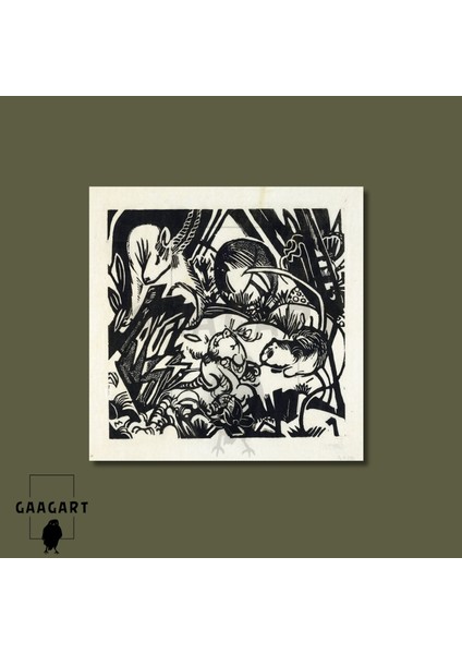 Kare Kanvas Tablo Ünlü Eserler Franz Marc-Animal Legend (1913) modelleri