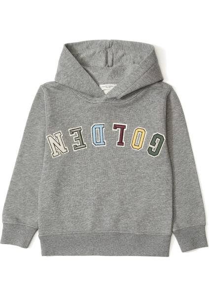 Gri Kapüşonlu Erkek Çocuk Sweatshirt