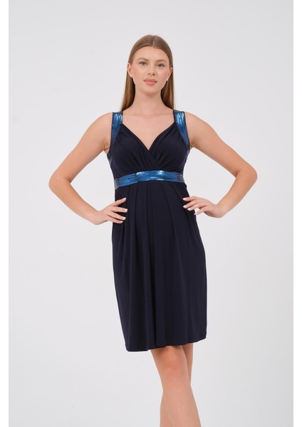 Hamile Askılı Payet Detaylı Mini Abiye Elbise Lacivert fiyatları