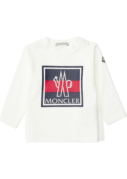 Kırık Beyaz Logo Baskılı Erkek Çocuk T-Shirt