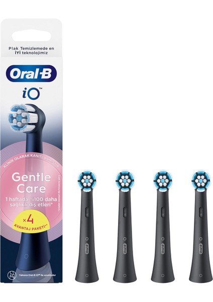 Io Gentle Care Siyah 4'lü Diş Fırçası Yedek Başlığı