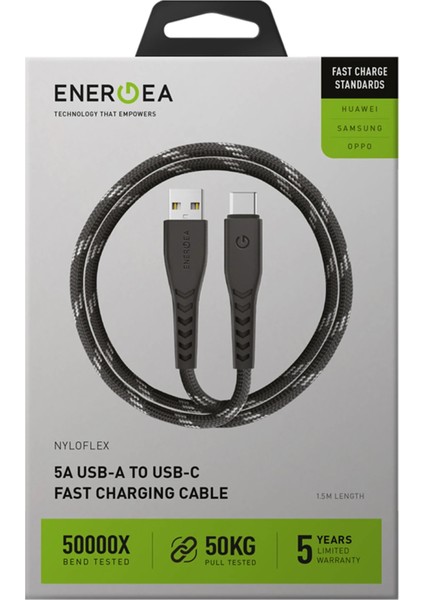 Nyloflex USB 2.0 1.5m 5A USB To Type-C Hızlı Şarj Kablosu indirimleri