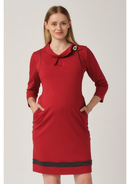 Hamile Günlük Mini Elbise Kırmızı modelleri