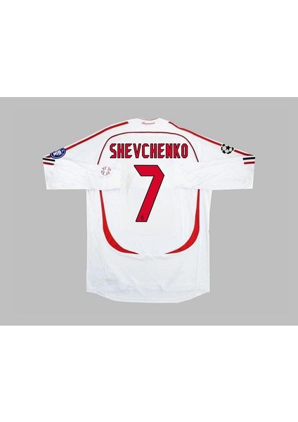Milan'ın 2006-07 #7 Shevcenko Jersey Uzun Kollu Beyaz Futbol Forması modelleri