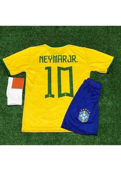 Brezilya 2023/24 Yeni Sezon Neymar Jr Çocuk Forması Şort Çorap 3'lü Set