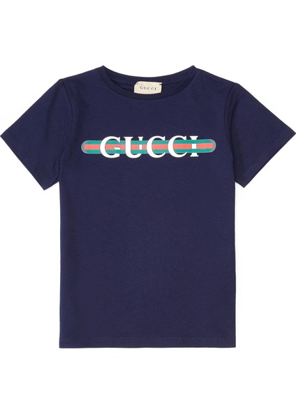 Lacivert Logo Baskılı Erkek Çocuk T-Shirt