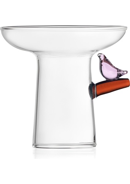 Birds Pembe Kuş Figürlü Cam Yumurtalık 8 cm