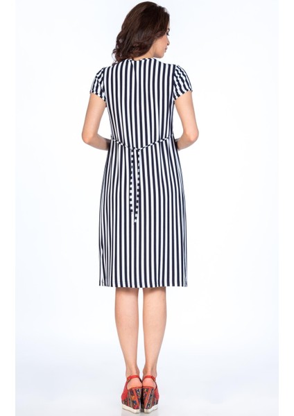 Hamile Kısa Kollu Çizgili Elbise Lacivert modelleri