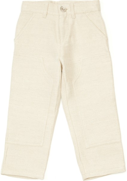 Bej Unisex Çocuk Keten Pantolon