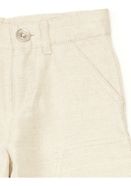 Bej Unisex Çocuk Keten Pantolon