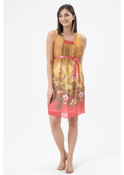 Hamile Sıfır Kol Midi Boy Şifon Elbise Pembe fiyatları