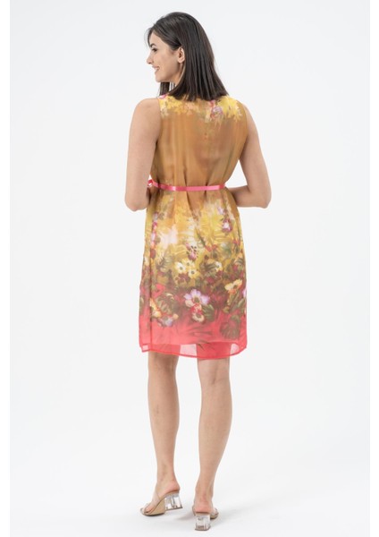 Hamile Sıfır Kol Midi Boy Şifon Elbise Pembe fırsatları