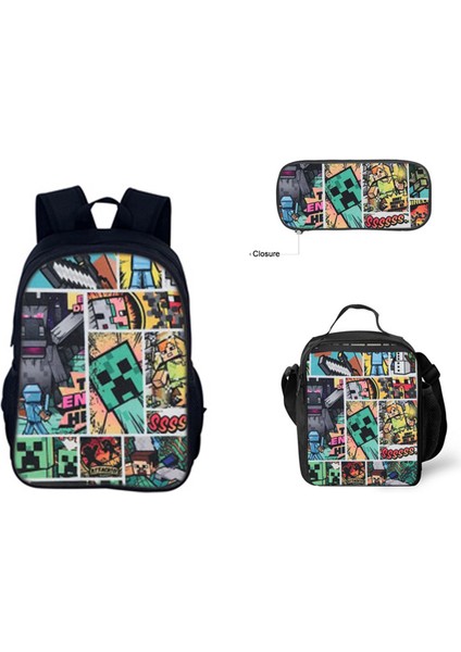 Benim Dünyam Filmi Minecraft Ilkokul ve Ortaokul Öğrencileri Omuz Çantası Üç Parça Set (Yurt Dışından)