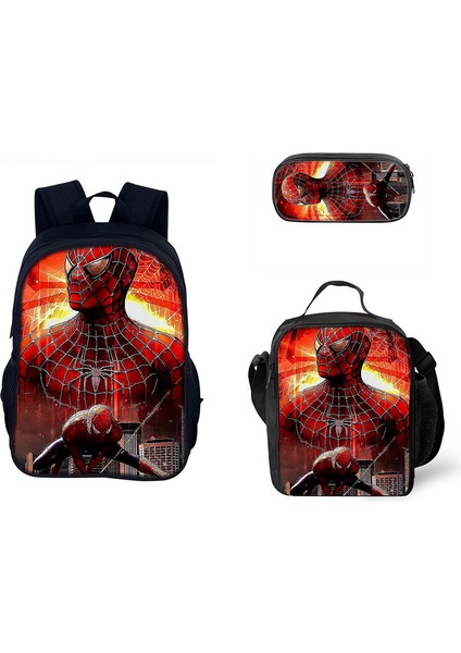 Omuz Çantası Örümcek Adam Okul Çantası Karikatür El Çantası Kalem Çantası Üç Parçalı Set (Yurt Dışından)