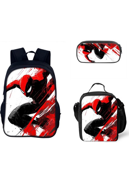 Omuz Çantası Örümcek Adam Okul Çantası Karikatür El Çantası Kalem Çantası Üç Parçalı Set (Yurt Dışından)