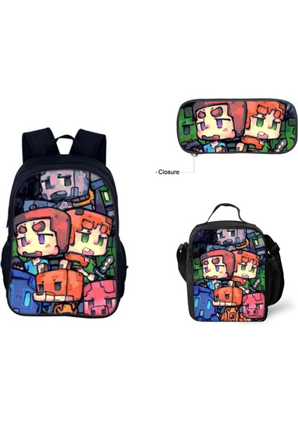Benim Dünyam Filmi Minecraft Ilkokul ve Ortaokul Öğrencileri Omuz Çantası Üç Parça Set (Yurt Dışından)