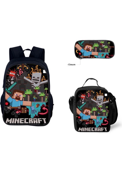 Benim Dünyam Filmi Minecraft Ilkokul ve Ortaokul Öğrencileri Omuz Çantası Üç Parça Set (Yurt Dışından)