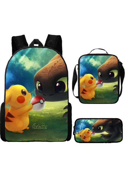 Omuz Okul Çantası Çapraz Askılı Çanta Kalem Çantası Üç Parça Set (Yurt Dışından)
