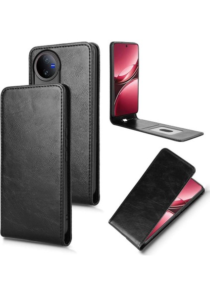 V50 Lüks Dikey Yukarı ve Aşağı Döndürülebilir Kart Yuvası Deri Telefon Kılıfı Koruma Kabuğu (Yurt Dışından)