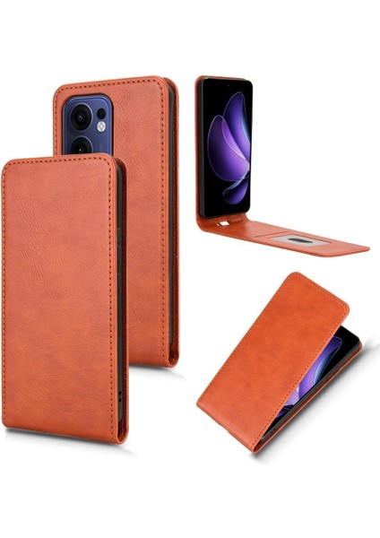 Reno 13F Lüks Dikey Yukarı ve Aşağı Döndürülebilir Kart Yuvası Deri Telefon Kılıfı Koruma Kabuğu (Yurt Dışından)