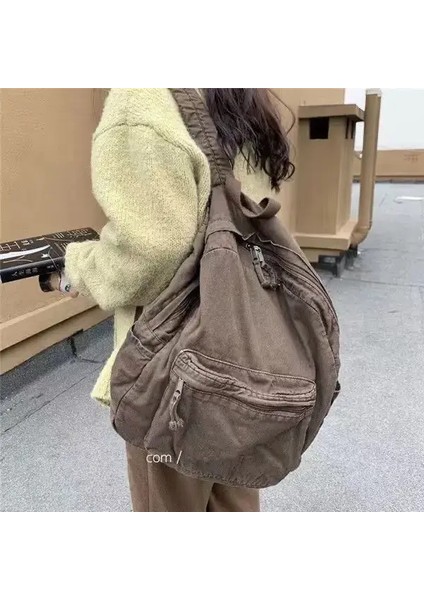 Kadınlar için Vintage Sırt Çantası Tuval Kadın Sırt Çantası Fermuar Sıradan Orta Kapasite Tiki Tarzı Kadın Bagcolor: Brown (Yurt Dışından)