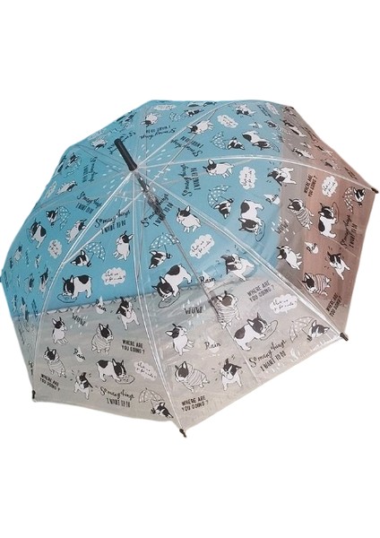 Çocuk Sevimli Şeffaf Uzun Saplı Kemer Şemsiye (Yurt Dışından)