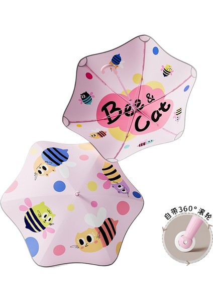 Rulo Çift Güvenlik Yuvarlatılmış Köşe Düz Çubuk Uzun Saplı Şemsiye Vinil Şemsiye Güneşlik Yağmur Şemsiyesi Anaokulu Çocuk Şemsiyesi (Yurt Dışından)