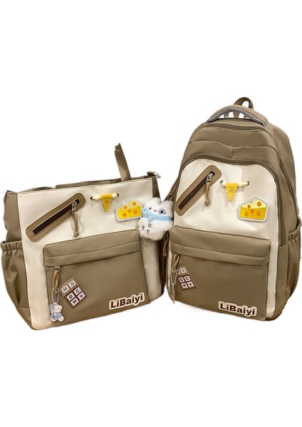 Öğrenci Okul Çantası Büyük Kapasiteli Ortaokul ve Ilkokul Öğrencileri Omuz Çantası Iki Parçalı Set (Yurt Dışından)