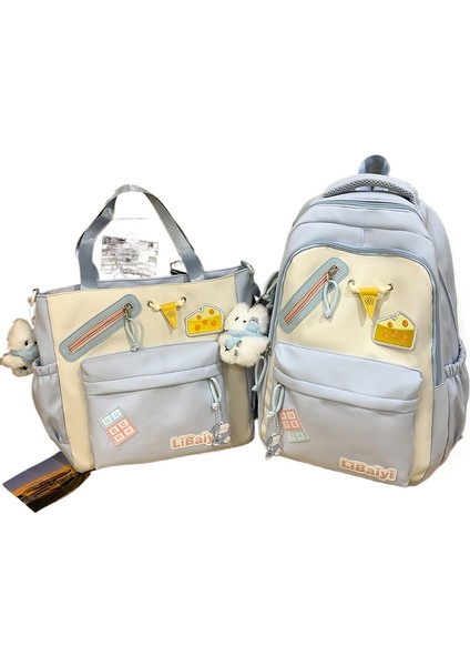 Öğrenci Okul Çantası Büyük Kapasiteli Ortaokul ve Ilkokul Öğrencileri Omuz Çantası Iki Parçalı Set (Yurt Dışından)