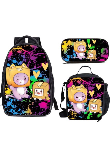 Karikatür Okul Çantası Öğle Yemeği Çantası Omuz Çantası Ilkokul Kırtasiye Kalem Çantası Üç Parça (Yurt Dışından)