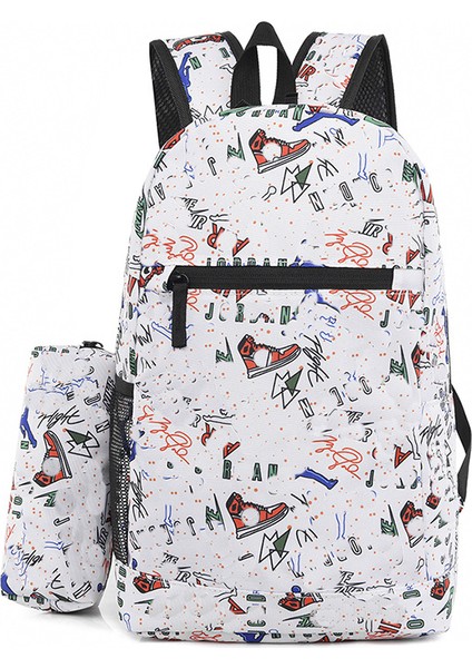 Moda Eğlence Omuz Çantası Kişilik Grafiti Öğrenci Okul Çantası Iki Set Büyük Kapasite (Yurt Dışından)