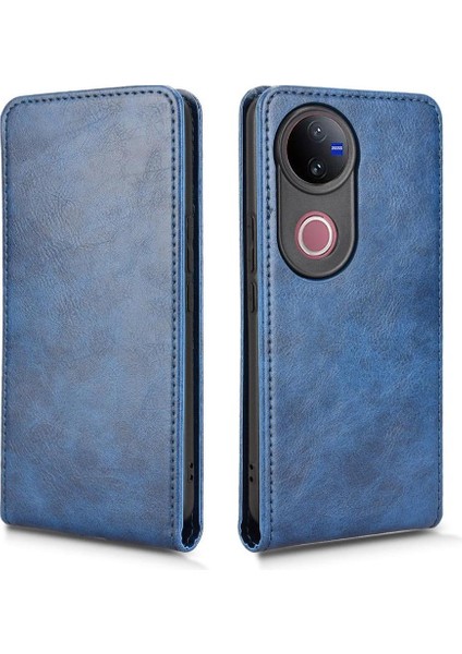 V50 Lüks Dikey Yukarı ve Aşağı Döndürülebilir Kart Yuvası Deri Telefon Kılıfı Koruma Kabuğu (Yurt Dışından)