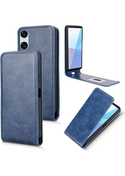 Xperia 1 Vı Lüks Dikey Yukarı ve Aşağı Döndürülebilir Kart Yuvası Deri Telefon Kılıfı Koruma Kabuğu (Yurt Dışından)