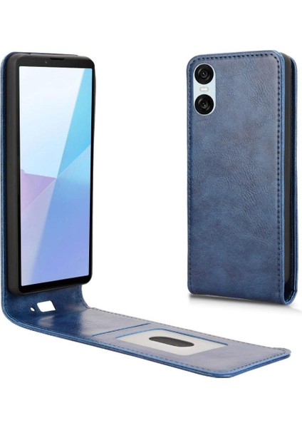 Xperia 1 Vı Lüks Dikey Yukarı ve Aşağı Döndürülebilir Kart Yuvası Deri Telefon Kılıfı Koruma Kabuğu (Yurt Dışından)