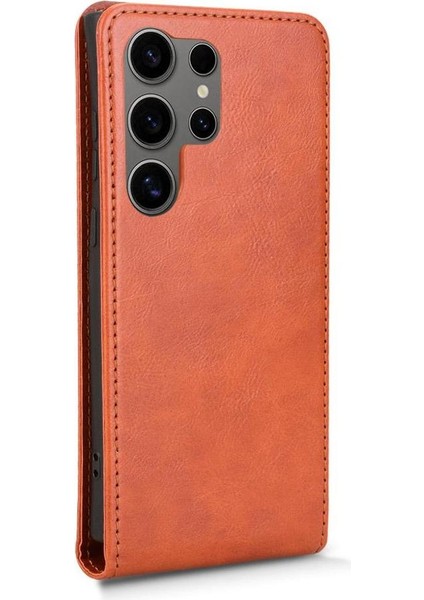 Galaxy S24 Ultra Lüks Dikey Yukarı ve Aşağı Döndürülebilir Kart Yuvası Deri Telefon Kılıfı Koruma Kabuğu (Yurt Dışından) fırsatları