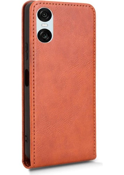 Xperia 10 Vı Lüks Dikey Yukarı ve Aşağı Döndürülebilir Kart Yuvası Deri Telefon Kılıfı Koruma Kabuğu (Yurt Dışından) fırsatları