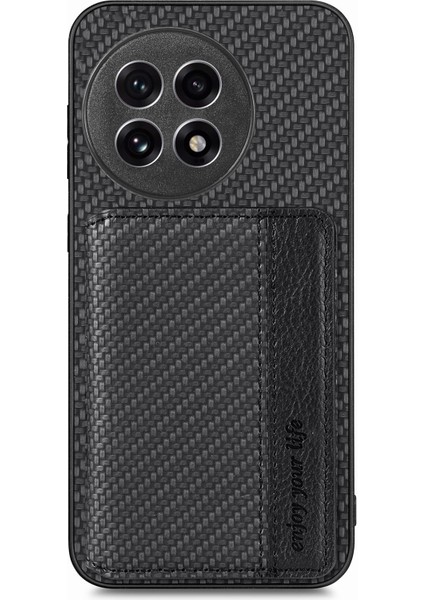 Oneplus 13R 5g Rfıd Engelleme Karbon Fiber Deri Telefon Arka Kapağı Kart Tutucu ile (Yurt Dışından)
